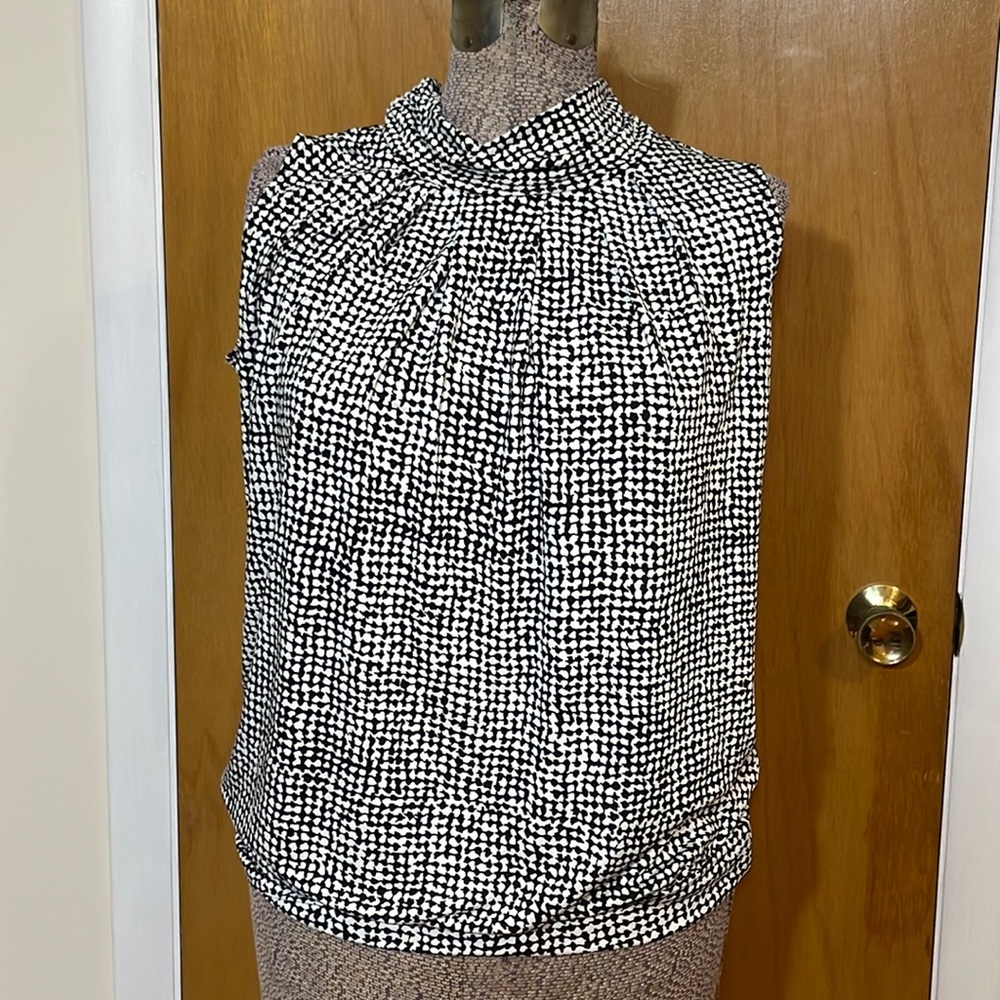 PerSeption Concept Womens Large Black and White Sleeveless Blouse